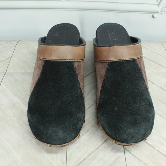 Sanita Black Suede Slip On Slide Studded Clogs Mules Size 39 US 9 - Picture 5 of 8